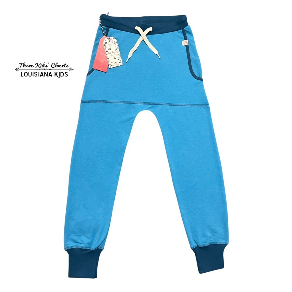 NEW Alba of Denmark Sz 146 (11Y) Organic Bonnie Blue & Navy Joggers Mason Pants